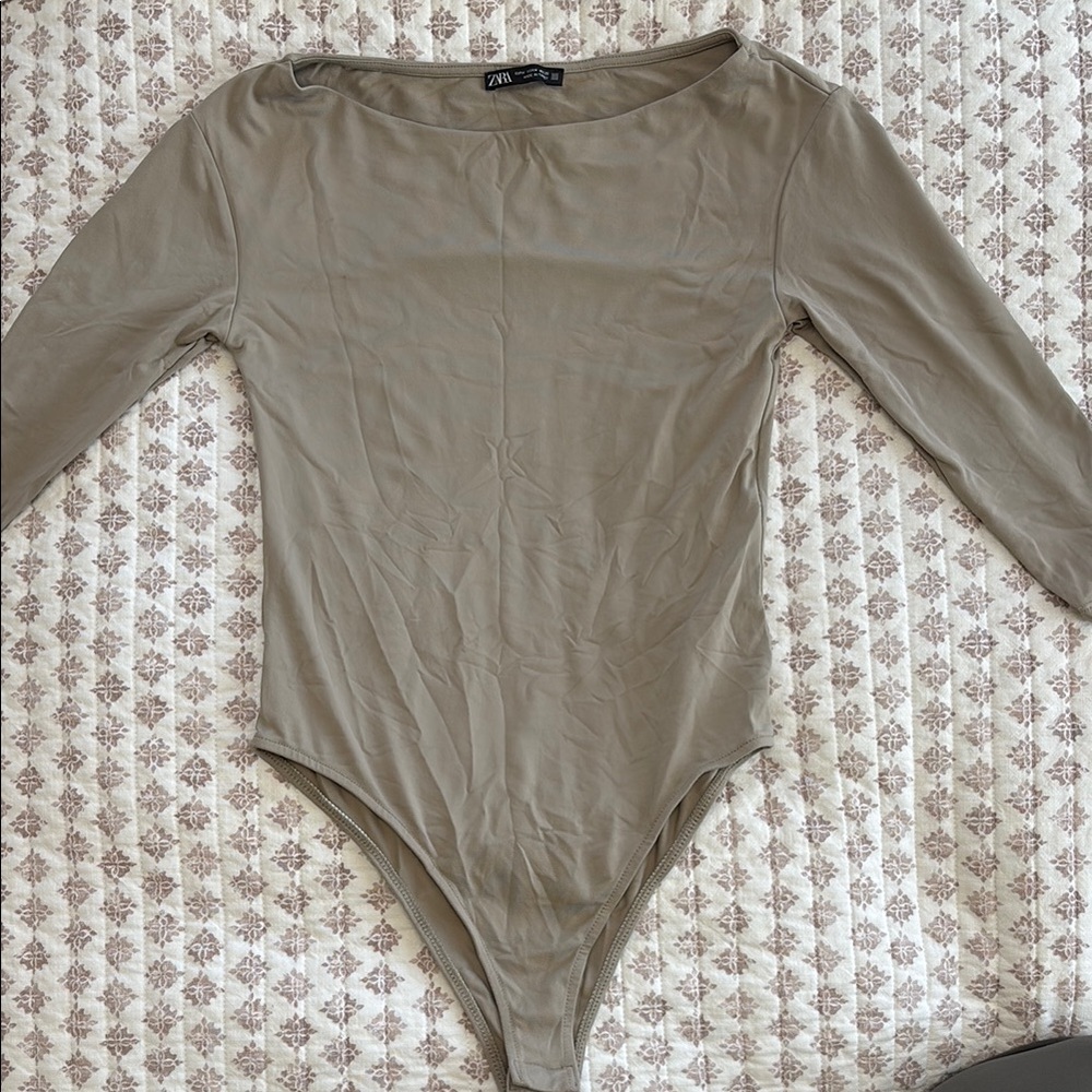Zara Nude Quarter Sleeve Bodysuit
